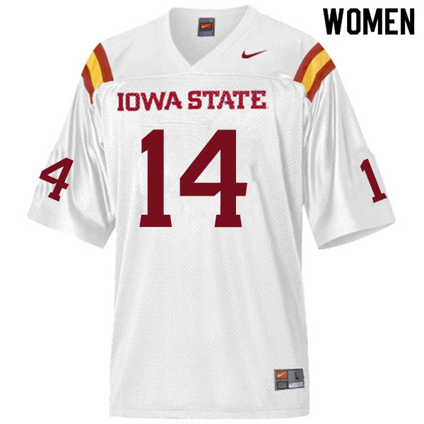 Women #14 Tory Spears Iowa State Cyclones College Football Jerseys Sale-White - Click Image to Close